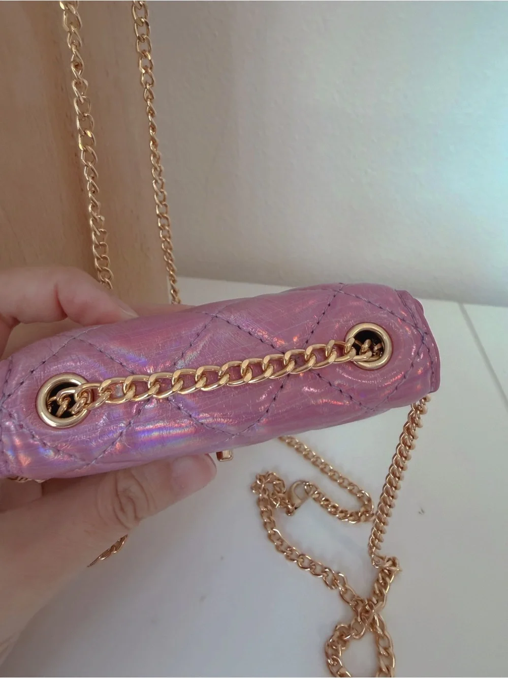 Pink Purple Holographic Mini Crossbody Bag